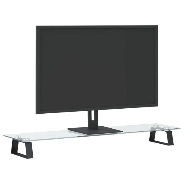 Monitoriaus stovas, juodas, 80x20x8cm, stiklas ir metalas
