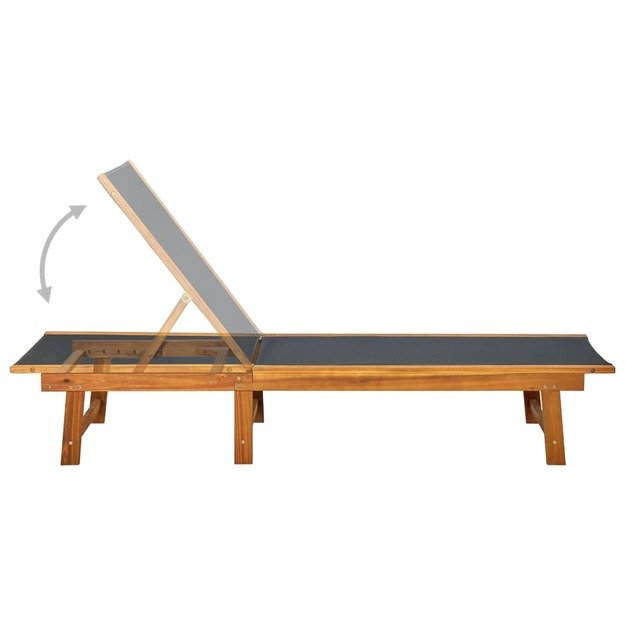 Saulės gultas, akacijos medienos masyvas ir tekstilenas