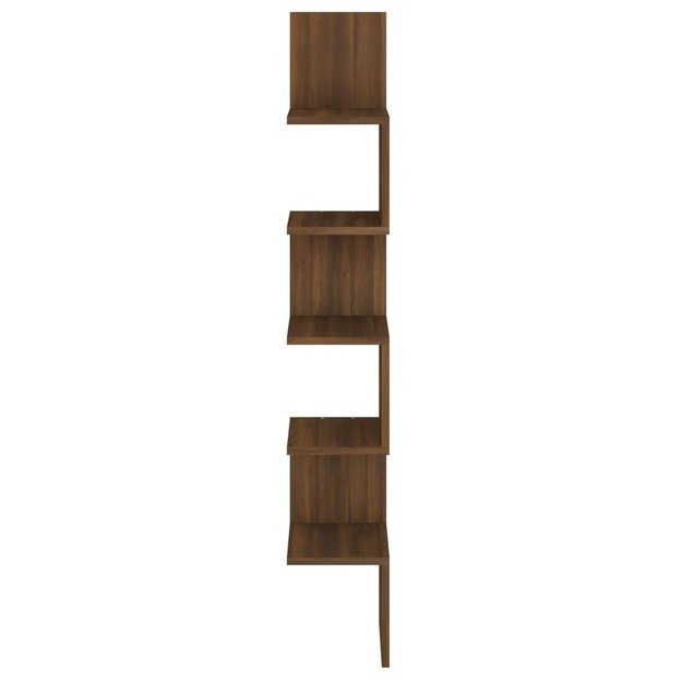 Sieninė kampinė lentyna, ruda ąžuolo, 20x20x127,5cm, mediena