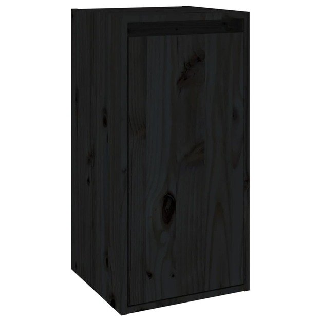 Sieninė spintelė, juoda, 30x30x60cm, pušies medienos masyvas