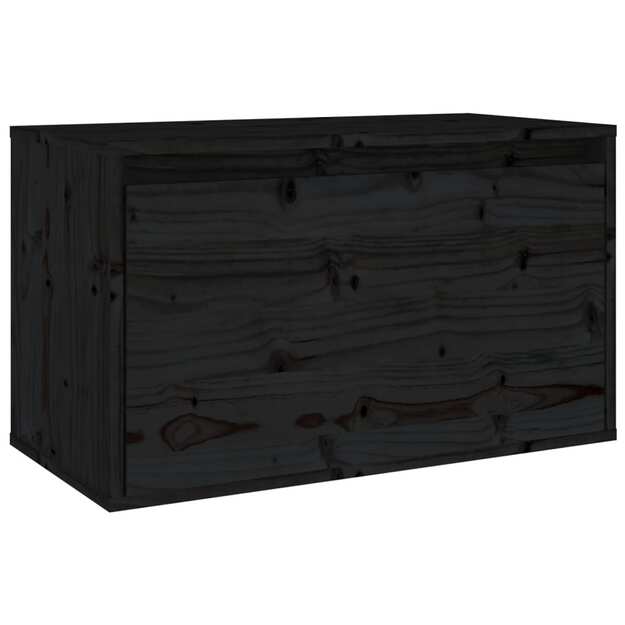 Sieninė spintelė, juoda, 60x30x35cm, pušies medienos masyvas