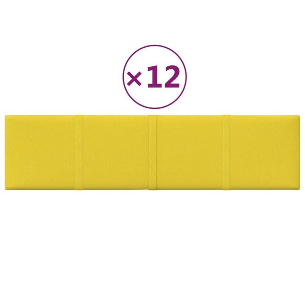Sienų plokštės, 12vnt., šviesiai geltonos, 60x15 cm 1,08 m²