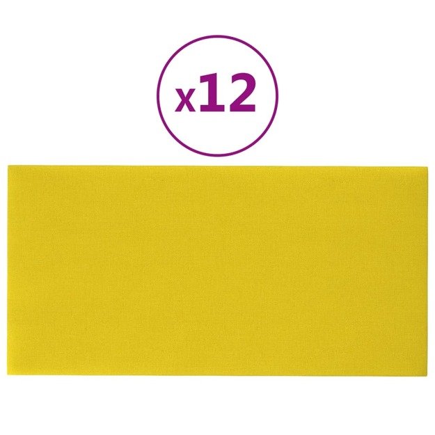 Sienų plokštės, 12vnt., šviesiai geltonos, 60x30 cm 2,16 m²