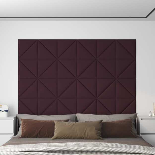 Sienų plokštės, 12vnt., violetinės, 30x30cm, audinys, 0,54m²