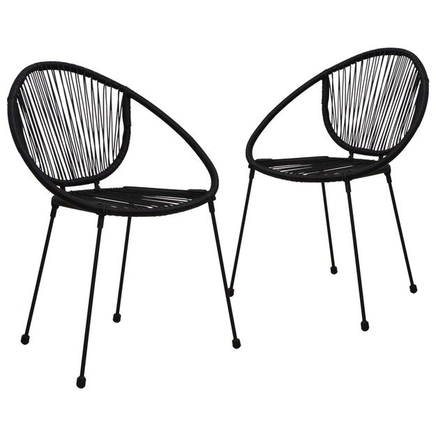 Sodo kėdės, 2vnt., juodos spalvos, pvc ratanas