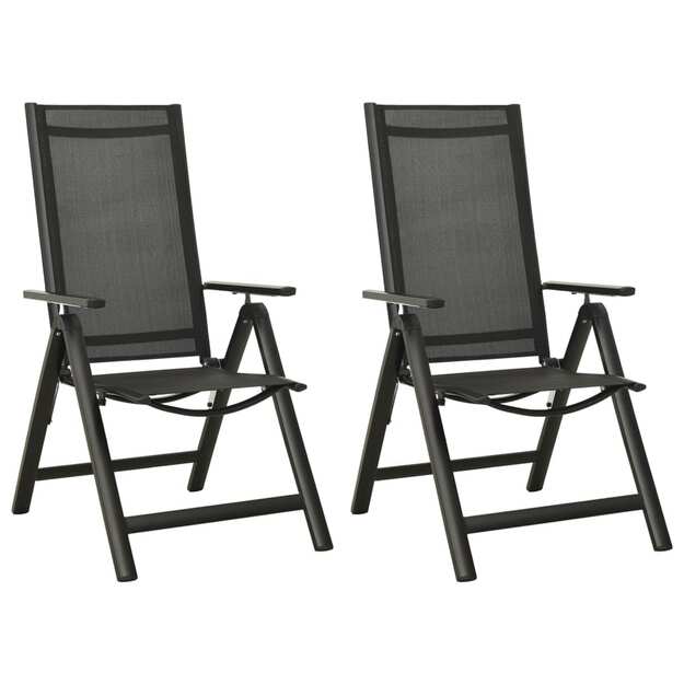 Sodo kėdės, 2vnt., juodos, tekstilenas ir aliuminis