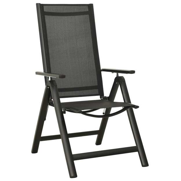 Sodo kėdės, 2vnt., juodos, tekstilenas ir aliuminis