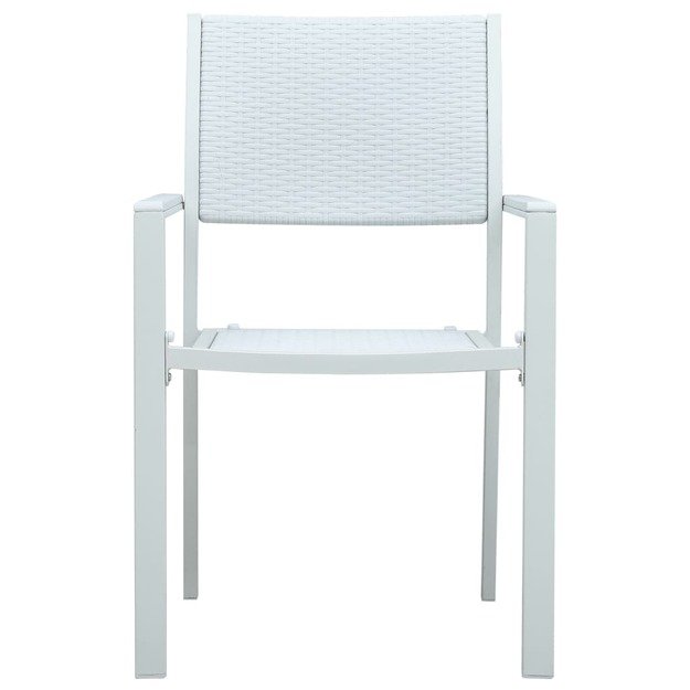 Sodo kėdės, 4vnt., baltos spalvos, plastikas, ratano imitacija
