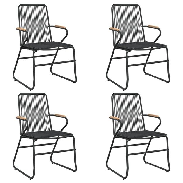 Sodo kėdės, 4vnt., juodos spalvos, 58x59x85,5cm, pvc ratanas