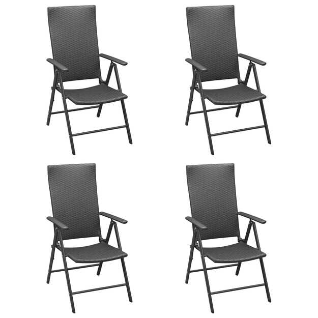 Sodo kėdės, 4vnt., juodos spalvos, poliratanas