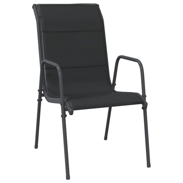 Sodo kėdės, 6vnt, juodos spalvos, plienas ir tekstilenas