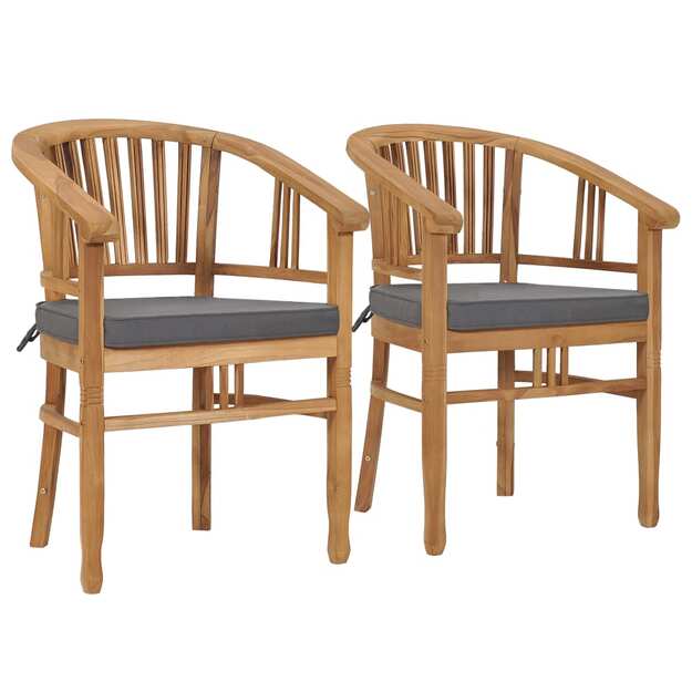 Sodo kėdės su pagalvėlėmis, 2vnt., tikmedžio medienos masyvas