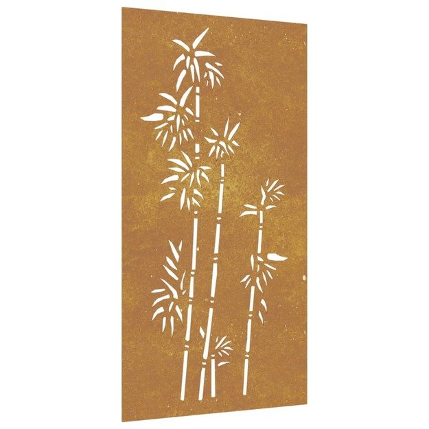 Sodo sienos dekoracija, 105x55cm, corten plienas, bambukas