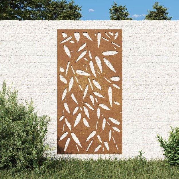 Sodo sienos dekoracija, 105x55cm, corten plienas, bambukas