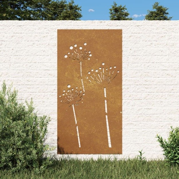 Sodo sienos dekoracija, 105x55cm, corten plienas, gėlių dizaino