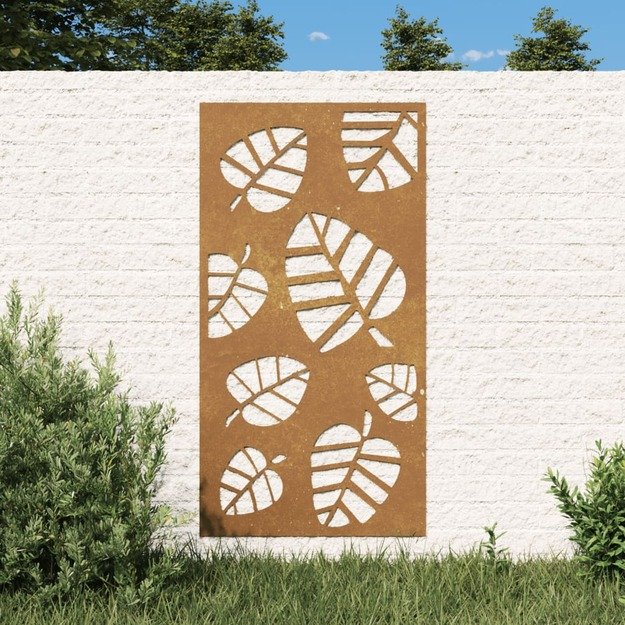 Sodo sienos dekoracija, 105x55cm, corten plienas, lapų dizaino