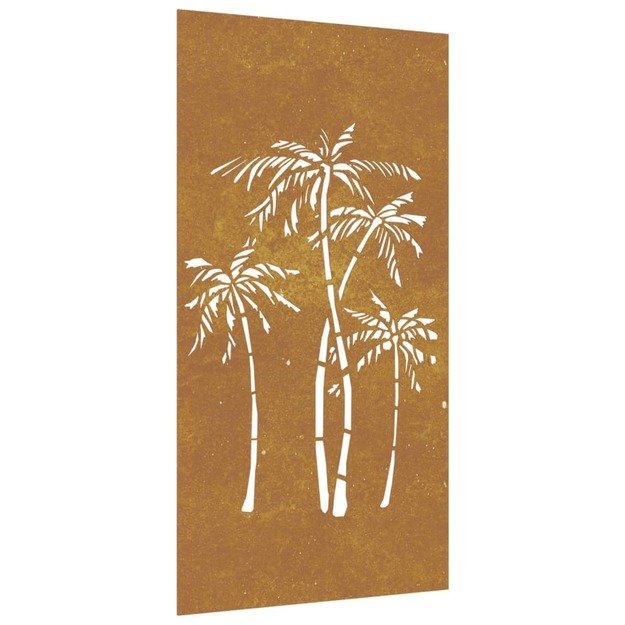 Sodo sienos dekoracija, 105x55cm, corten plienas, palmės