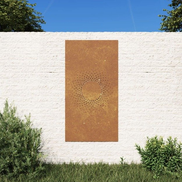 Sodo sienos dekoracija, 105x55cm, corten plienas, saulė