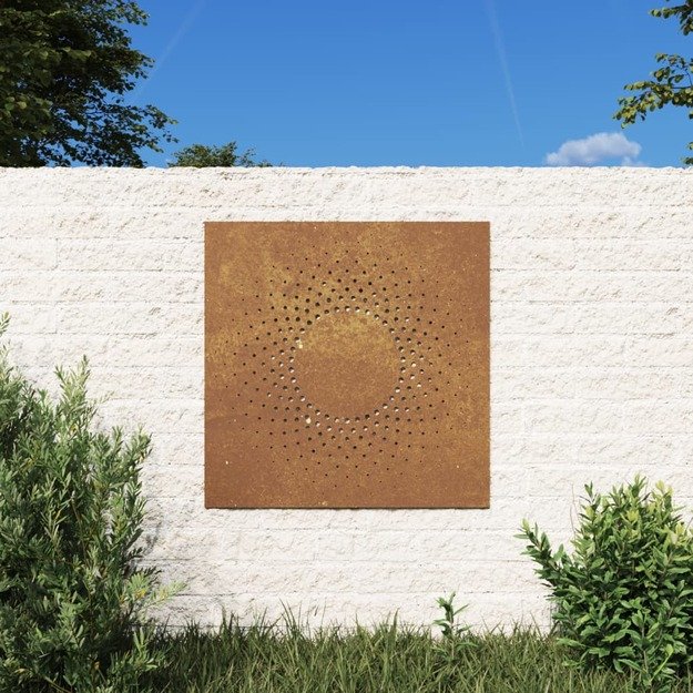 Sodo sienos dekoracija, 55x55cm, corten plienas, saulės dizaino