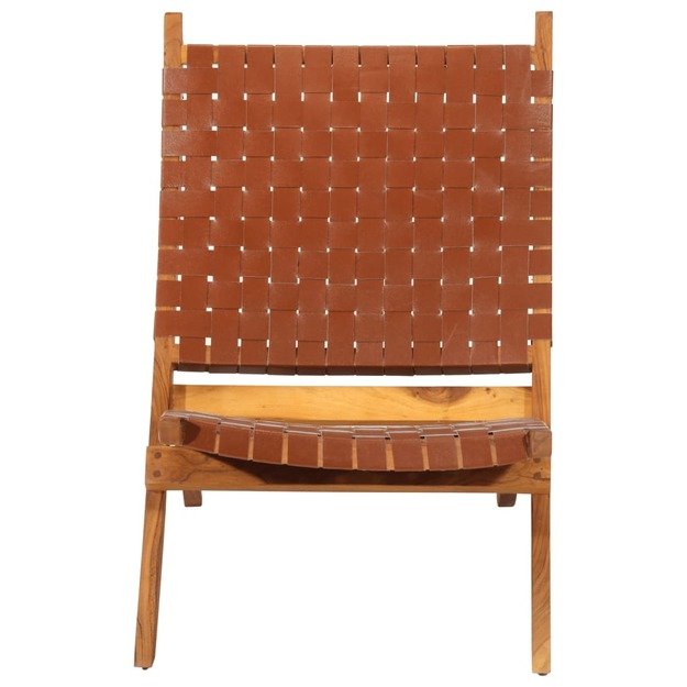 Sulankstoma poilsio kėdė, rudos spalvos, tikra oda