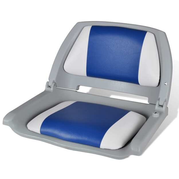 Sulankstoma valties sėdynė su atlošu, baltai mėlyna 41 x 51 x 48 cm
