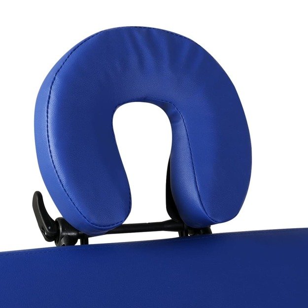 Sulankstomas masažo stalas, mėlynas, 2 zonų, su mediniu rėmu