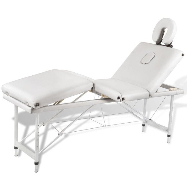 Sulankstomas masažo stalas su aliuminio rėmu, 4 zonų, kreminės spalvos