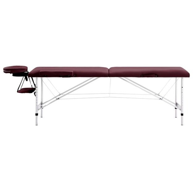 Sulankstomas masažo stalas, vyno violetinis, aliuminis, 2 zonų
