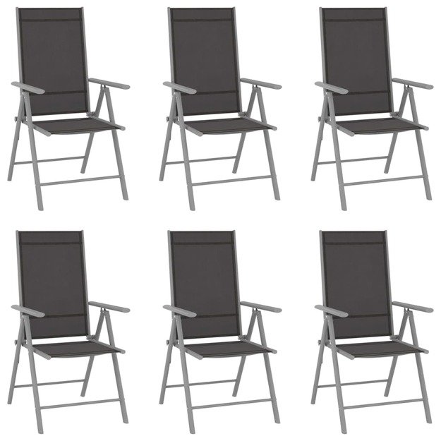 Sulankstomos sodo kėdės, 6vnt., juodos spalvos, tekstilenas