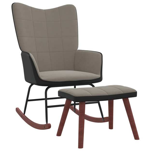 Supama kėdė su pakoja, šviesiai pilkos spalvos, aksomas ir pvc