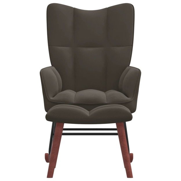 Supama kėdė su pakoja, tamsiai pilkos spalvos, aksomas