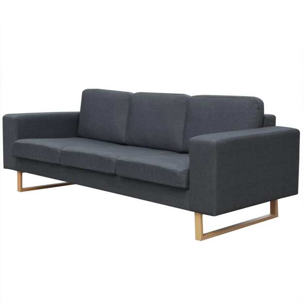 Trivietė medžiaginė sofa, tamsiai pilkos spalvos