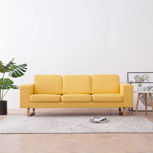 Trivietė sofa, geltona, audinys