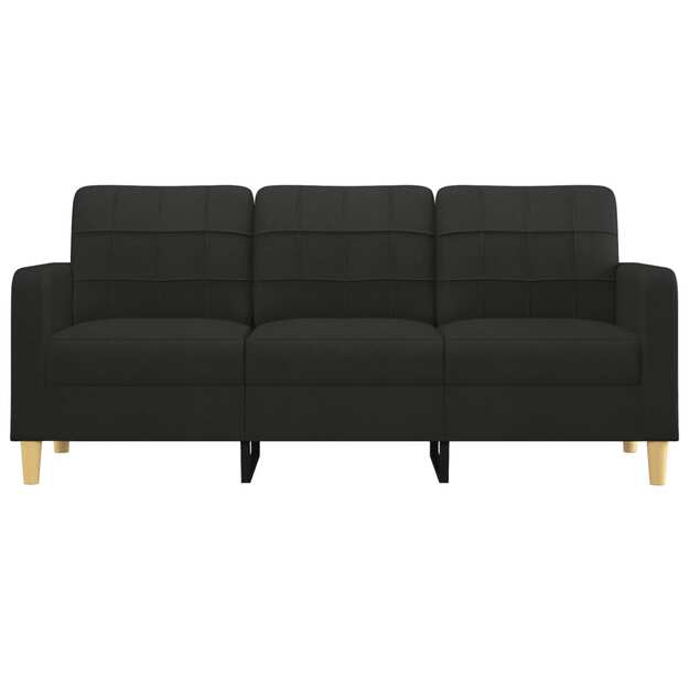 Trivietė sofa, juodos spalvos, 180cm, audinys