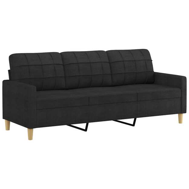 Trivietė sofa, juodos spalvos, 180cm, audinys