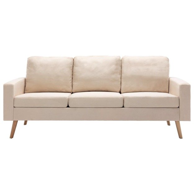 Trivietė sofa, kreminės spalvos, audinys