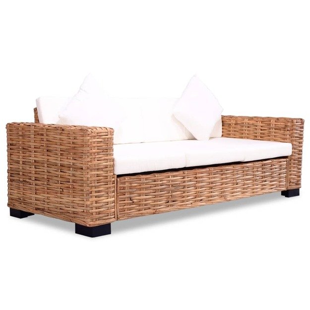 Trivietė sofa, natūralus ratanas