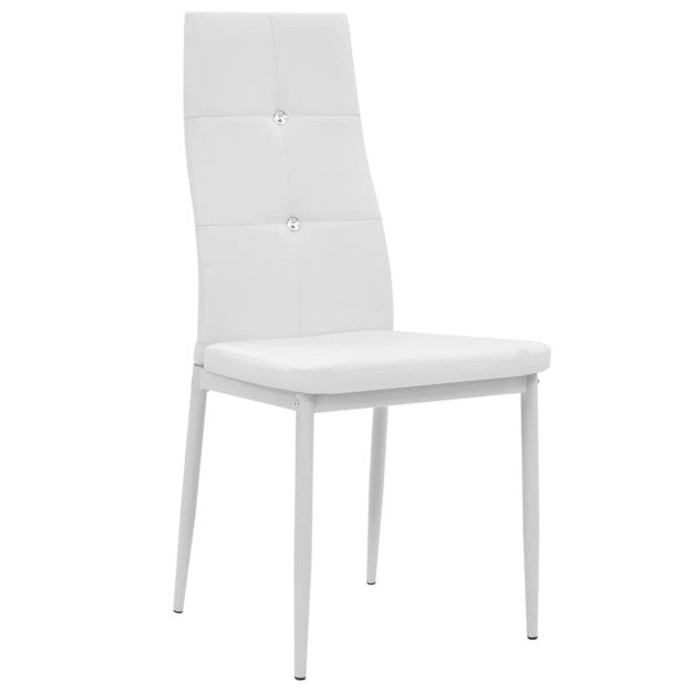 Valgomojo kėdės, 2vnt., baltos spalvos, dirbtinė oda