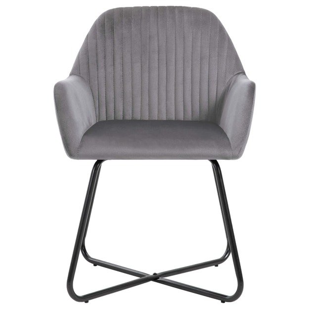 Valgomojo kėdės, 2vnt., pilkos spalvos, aksomas