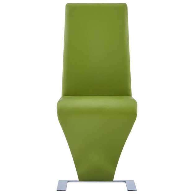 Valgomojo kėdės, 2vnt., žalios, dirbtinė oda, zigzago formos