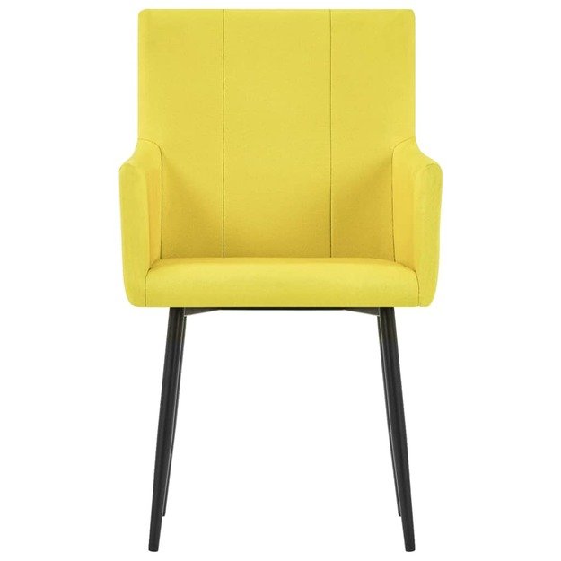 Valgomojo kėdės su porankiais, 2vnt., geltonos, audinys